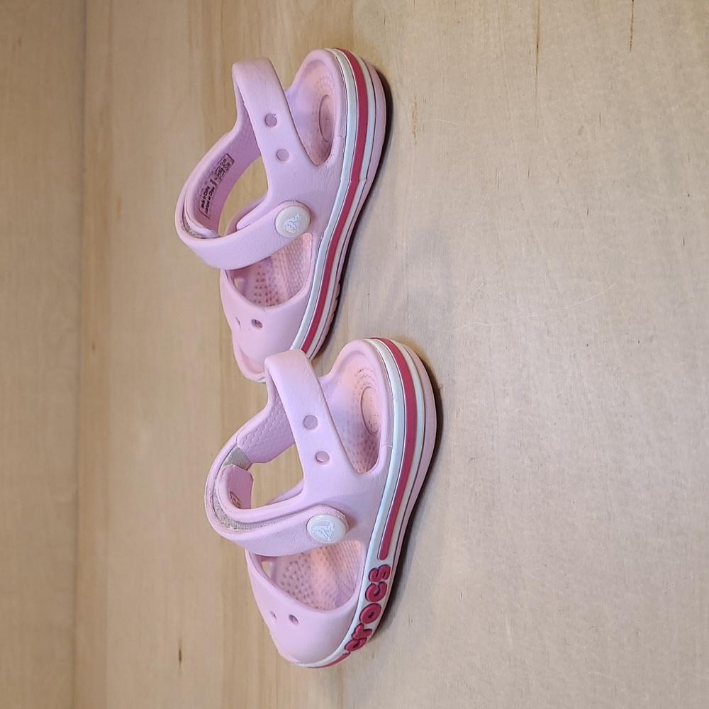 Crocs Pink White Infant Toddler Sandals - Picture 6 of 9